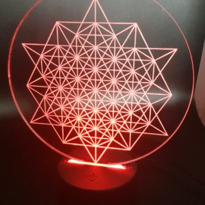 Sacred Geometry LED Lamp – Red Glow
