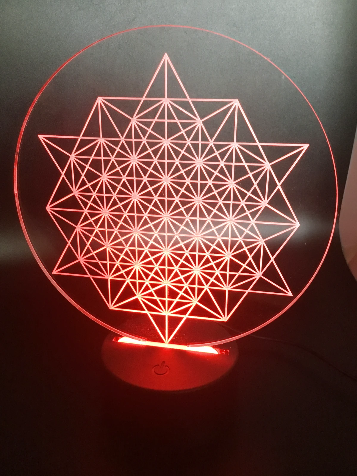 Sacred Geometry LED Lamp – Red Glow