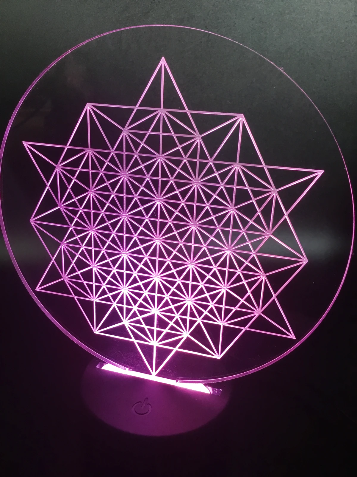 Sacred Geometry LED Lamp – Pink Glow