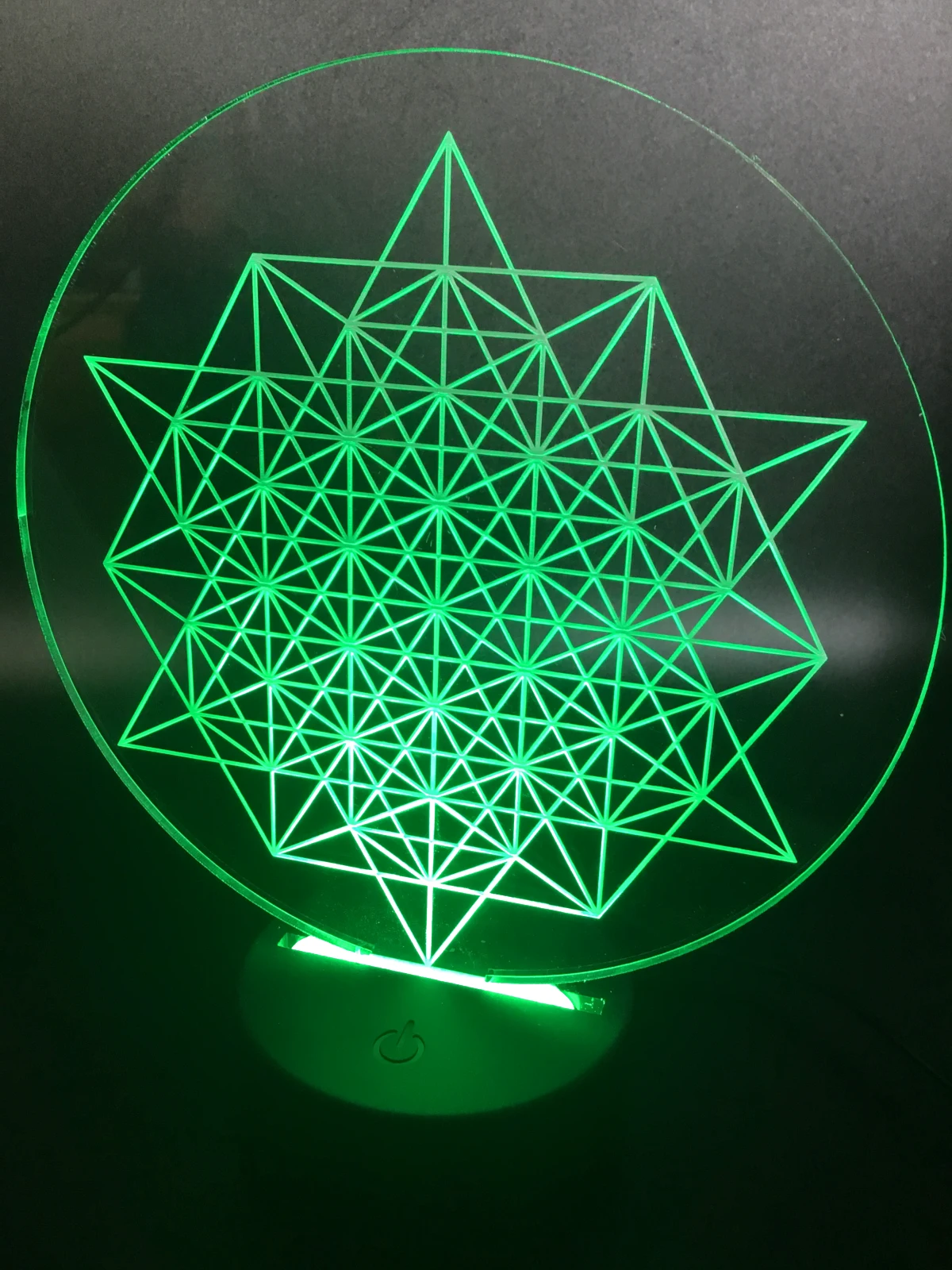 Sacred Geometry LED Lamp – Green Glow