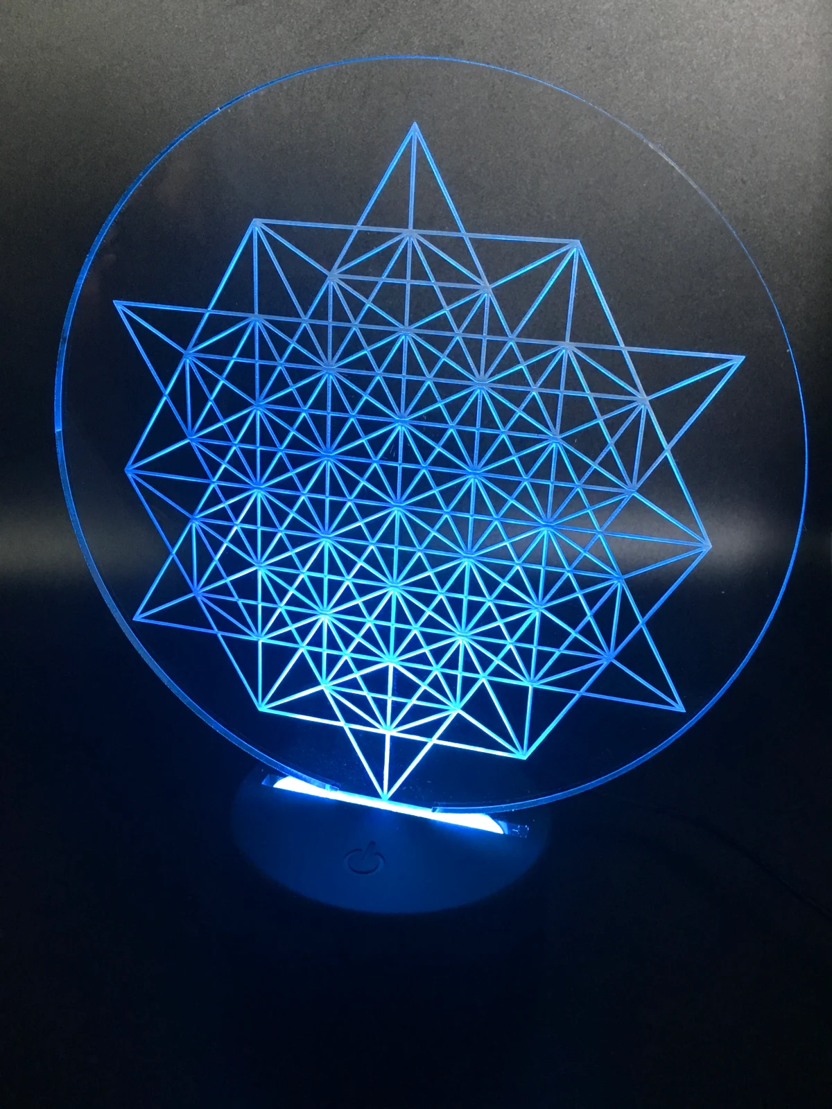 Sacred Geometry LED Lamp – Blue Glow