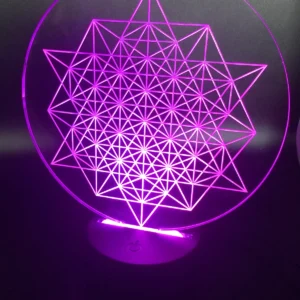 Sacred Geometry LED Lamp – Purple Glow