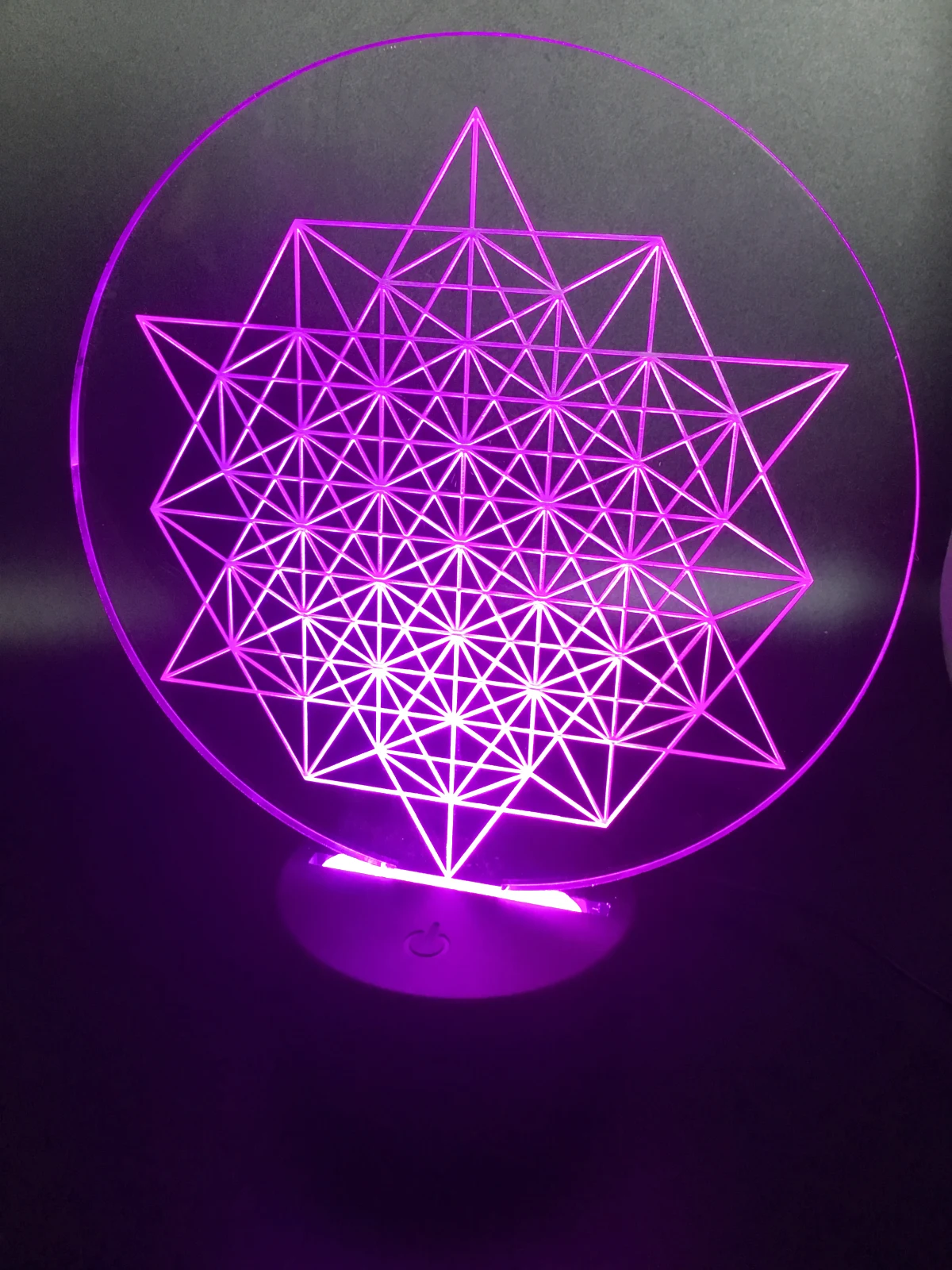 Sacred Geometry LED Lamp – Purple Glow