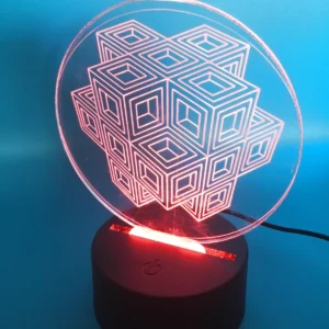 Geometric Cube LED Lamp – Red Glow