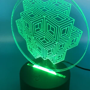 Geometric Cube LED Lamp – Green Glow