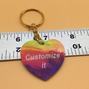 Customizable Heart Keychain or Necklace – Rainbow Gradient Design