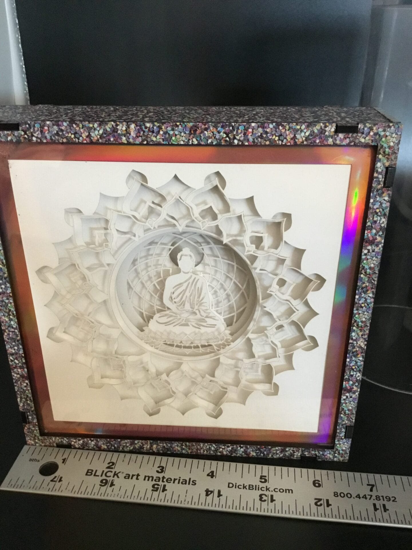 Zen Illumination: Buddha's Serene Shadow Box - Image 9