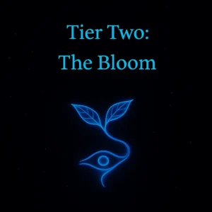 Glowing blue sprout under centered text "Tier One: Initiates of the Drift" on a dark starry background