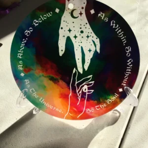 Tie-Dye Acrylic Charger Plate with Hand and Crystal Design – Multiple Views