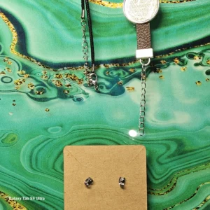 Tree of Life Jewelry Set – Pendant Necklace, Bracelet, and Wooden Earrings