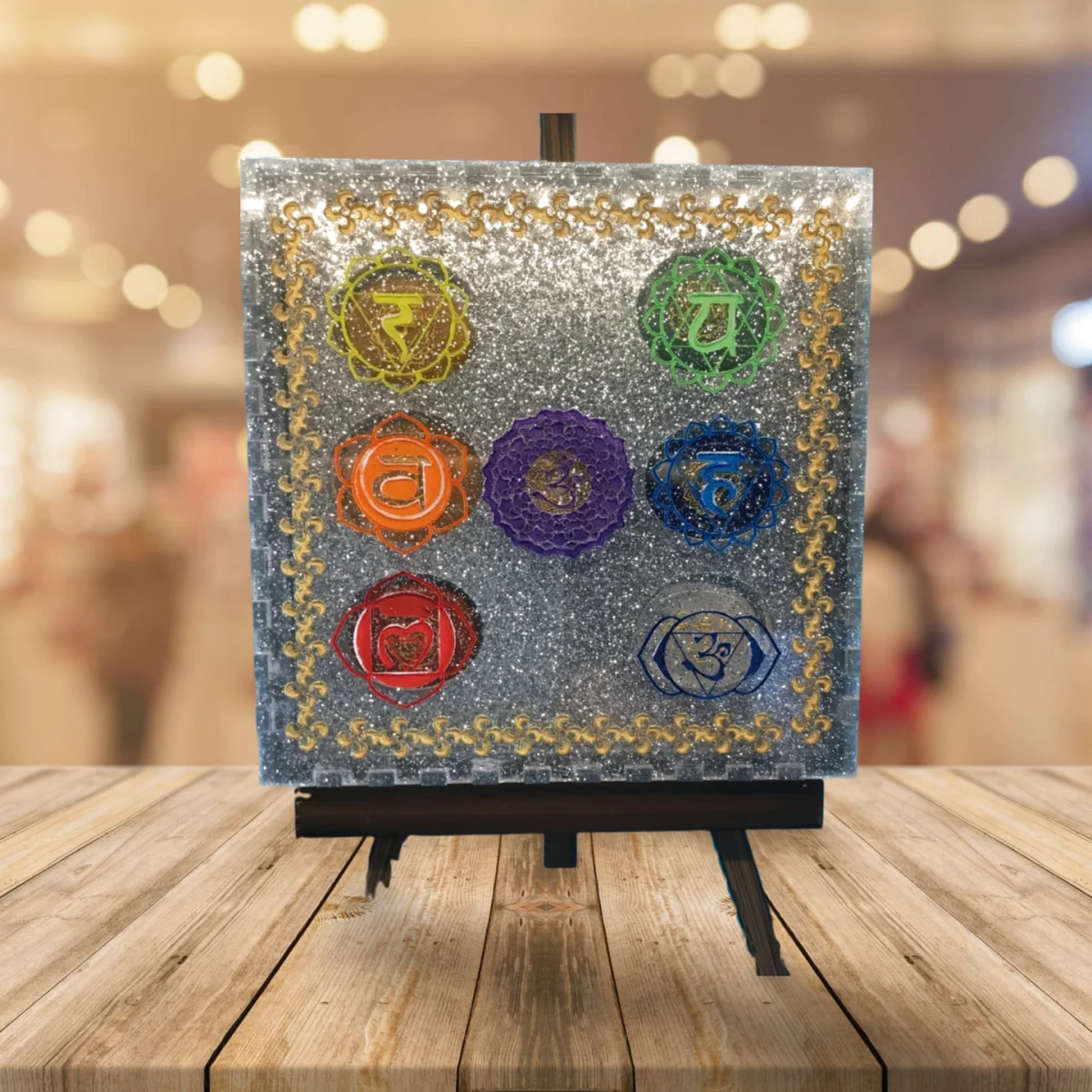 Starlit Serenity – Silver Glitter Reiki Stone Box - Image 4