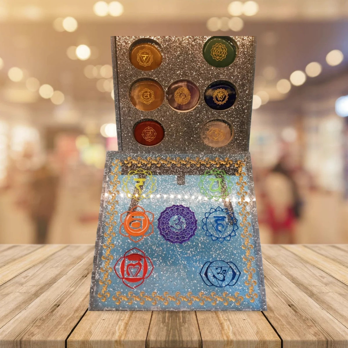 Starlit Serenity – Silver Glitter Reiki Stone Box - Image 6