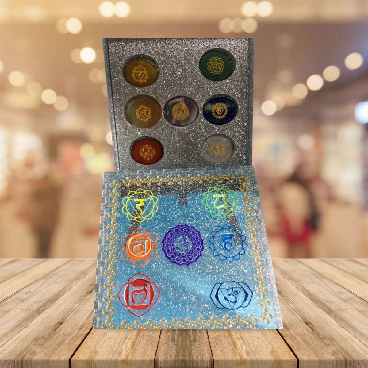 Starlit Serenity – Silver Glitter Reiki Stone Box - Image 7