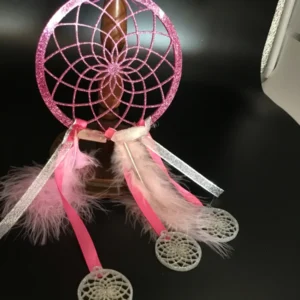 Glittered Acrylic Dream Catcher with Charm Accents – Pink