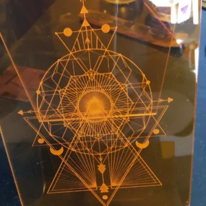 Laser engraved [Orange] acrylic book and tablet stand- Sacred Geometry