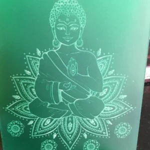 Laser engraved Green acrylic book and tablet stand-Buddha