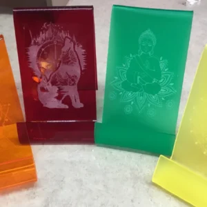 Laser engraved acrylic book and tablet stand with different selections