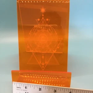 Laser engraved acrylic book and tablet stand with ruler for width