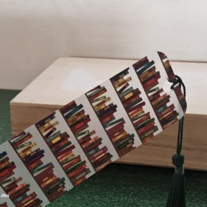Colorful bookshelf design bookmark with black tassel