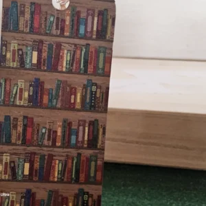 Vintage-style bookshelf design bookmark with black tassel